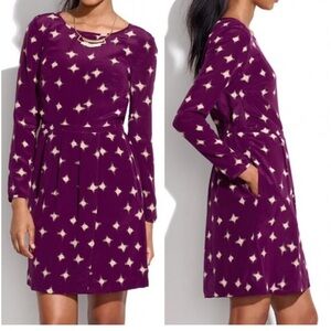 MADEWELL PURPLE SILK DRESS WITH STAR PRINT‎ LINED